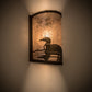 Meyda Lighting Loon 68172 8" Antique Copper Left Wall Sconce With Silver Mica Shade Glass