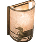 Meyda Lighting Loon 68172 8" Antique Copper Left Wall Sconce With Silver Mica Shade Glass