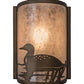 Meyda Lighting Loon 68172 8" Antique Copper Left Wall Sconce With Silver Mica Shade Glass