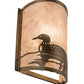 Meyda Lighting Loon 68172 8" Antique Copper Left Wall Sconce With Silver Mica Shade Glass