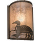 Meyda Lighting Loon 68172 8" Antique Copper Left Wall Sconce With Silver Mica Shade Glass