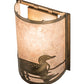 Meyda Lighting Loon 68173 8" Antique Copper Right Wall Sconce With Silver Mica Shade Glass