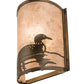 Meyda Lighting Loon 68173 8" Antique Copper Right Wall Sconce With Silver Mica Shade Glass