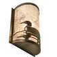 Meyda Lighting Loon 8" Antique Copper Left Wall Sconce With Silver Mica Shade Glass