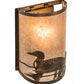 Meyda Lighting Loon 8" Dark Burnished Antique Copper Left Wall Sconce With Silver Mica Shade Glass