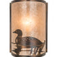 Meyda Lighting Loon 8" Dark Burnished Antique Copper Left Wall Sconce With Silver Mica Shade Glass
