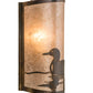 Meyda Lighting Loon 8" Dark Burnished Antique Copper Left Wall Sconce With Silver Mica Shade Glass