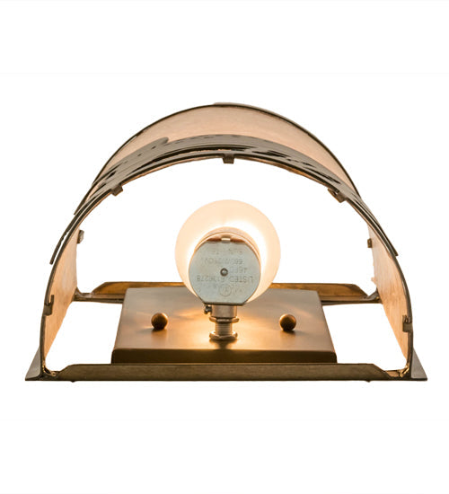 Meyda Lighting Loon 8" Dark Burnished Antique Copper Left Wall Sconce With Silver Mica Shade Glass