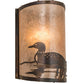 Meyda Lighting Loon 8" Dark Burnished Antique Copper Left Wall Sconce With Silver Mica Shade Glass