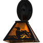Meyda Lighting Loon 8" Textured Black Wall Sconce With Amber Mica Shade Glass