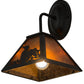 Meyda Lighting Loon 8" Textured Black Wall Sconce With Amber Mica Shade Glass