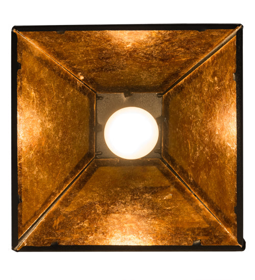 Meyda Lighting Loon 8" Textured Black Wall Sconce With Amber Mica Shade Glass