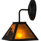 Meyda Lighting Loon 8" Textured Black Wall Sconce With Amber Mica Shade Glass