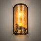 Meyda Lighting Loon 9" 2-Light Antique Copper Wall Sconce With Amber Mica Shade Glass