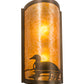 Meyda Lighting Loon 9" 2-Light Antique Copper Wall Sconce With Amber Mica Shade Glass