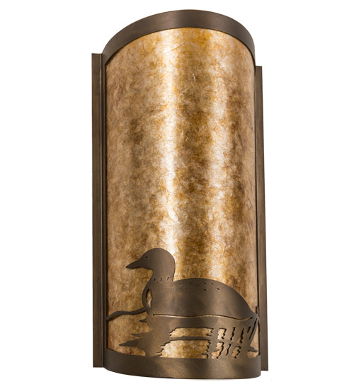 Meyda Lighting Loon 9" 2-Light Antique Copper Wall Sconce With Amber Mica Shade Glass
