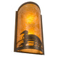 Meyda Lighting Loon 9" 2-Light Antique Copper Wall Sconce With Amber Mica Shade Glass