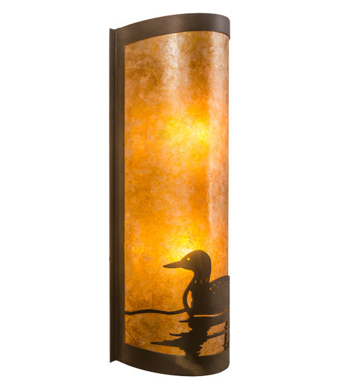 Meyda Lighting Loon 9" 2-Light Antique Copper Wall Sconce With Amber Mica Shade Glass