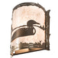 Meyda Lighting Loon 9" Antique Copper Wall Sconce With Silver Mica Shade Glass