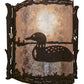 Meyda Lighting Loon 9" Distressed Chestnut Left Wall Sconce With Silver Mica Shade Glass