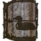 Meyda Lighting Loon 9" Distressed Chestnut Left Wall Sconce With Silver Mica Shade Glass