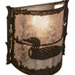 Meyda Lighting Loon 9" Distressed Chestnut Left Wall Sconce With Silver Mica Shade Glass