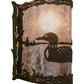 Meyda Lighting Loon 9" Distressed Chestnut Left Wall Sconce With Silver Mica Shade Glass