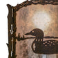 Meyda Lighting Loon 9" Distressed Chestnut Left Wall Sconce With Silver Mica Shade Glass