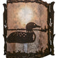 Meyda Lighting Loon 9" Distressed Chestnut Right Wall Sconce With Silver Mica Shade Glass