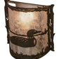 Meyda Lighting Loon 9" Distressed Chestnut Right Wall Sconce With Silver Mica Shade Glass