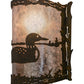 Meyda Lighting Loon 9" Distressed Chestnut Right Wall Sconce With Silver Mica Shade Glass