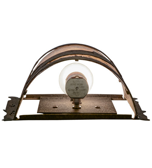 Meyda Lighting Loon 9" Distressed Chestnut Right Wall Sconce With Silver Mica Shade Glass