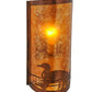Meyda Lighting Loon 9" Vintage Copper Left Wall Sconce With Amber Mica Shade Glass
