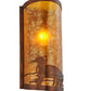 Meyda Lighting Loon 9" Vintage Copper Left Wall Sconce With Amber Mica Shade Glass