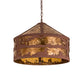 Meyda Lighting Loon On the Lake 20" 3-Light Rust Pendant Light With Amber Mica Shade Glass