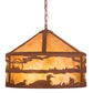 Meyda Lighting Loon On the Lake 20" 3-Light Rust Pendant Light With Amber Mica Shade Glass