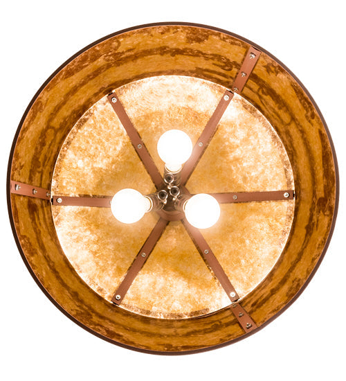 Meyda Lighting Loon On the Lake 20" 3-Light Rust Pendant Light With Amber Mica Shade Glass