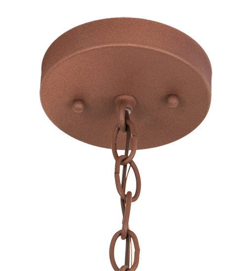 Meyda Lighting Loon On the Lake 20" 3-Light Rust Pendant Light With Amber Mica Shade Glass