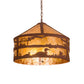 Meyda Lighting Loon On the Lake 20" 3-Light Rust Pendant Light With Amber Mica Shade Glass