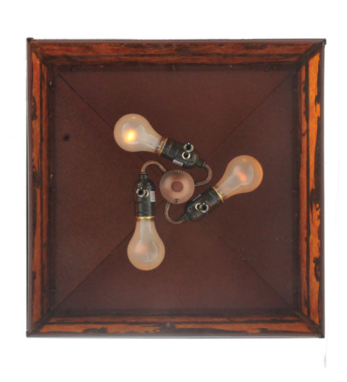 Meyda Lighting Loon On the Lake 27" 3-Light Rust Pendant Light With Amber Mica Shade Glass