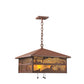 Meyda Lighting Loon On the Lake 27" 3-Light Rust Pendant Light With Amber Mica Shade Glass