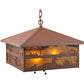Meyda Lighting Loon On the Lake 27" 3-Light Rust Pendant Light With Amber Mica Shade Glass