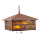 Meyda Lighting Loon On the Lake 27" 3-Light Rust Pendant Light With Amber Mica Shade Glass