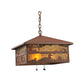 Meyda Lighting Loon On the Lake 27" 3-Light Rust Pendant Light With Amber Mica Shade Glass
