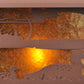 Meyda Lighting Loon On the Lake 27" 3-Light Rust Pendant Light With Amber Mica Shade Glass