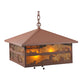 Meyda Lighting Loon On the Lake 27" 3-Light Rust Pendant Light With Amber Mica Shade Glass