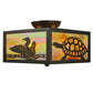 Meyda Lighting Loons & Turtles 10"Sq 2-Light Timeless Bronze Flush Mount Light With Beige Iridescent Shade Glass