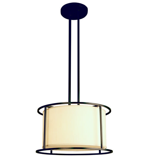 Meyda Lighting Lora 25" 4-Light Blackwash Pendant Light With Ivory Linen Textrene Shade