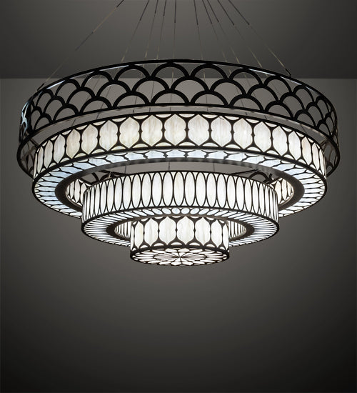 Meyda Lighting Lorea 120" LED Oil Rubbed Bronze Chandelier With Creme Carrara Idalight Shade