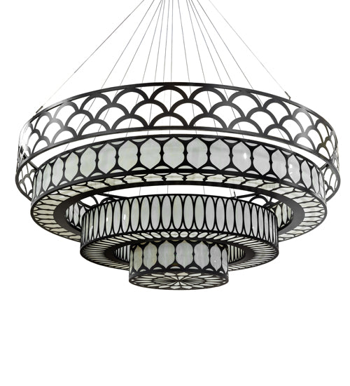 Meyda Lighting Lorea 120" LED Oil Rubbed Bronze Chandelier With Creme Carrara Idalight Shade